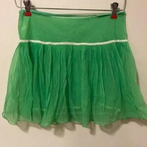 Green Chiffon Women's Mini Skirt Slip